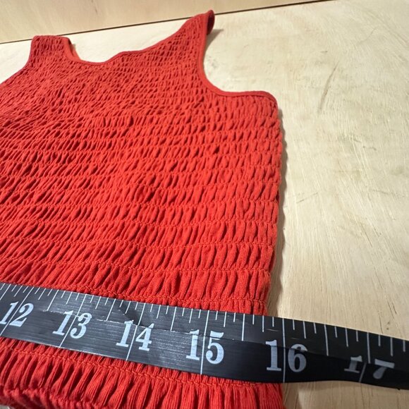 Smocked Bodice Sleeveless Red Midi Dress With Crisscross Back Medium - Picture 7 of 9